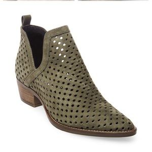 Steve Madden Olive Green Perforated Leather Ankle Booties